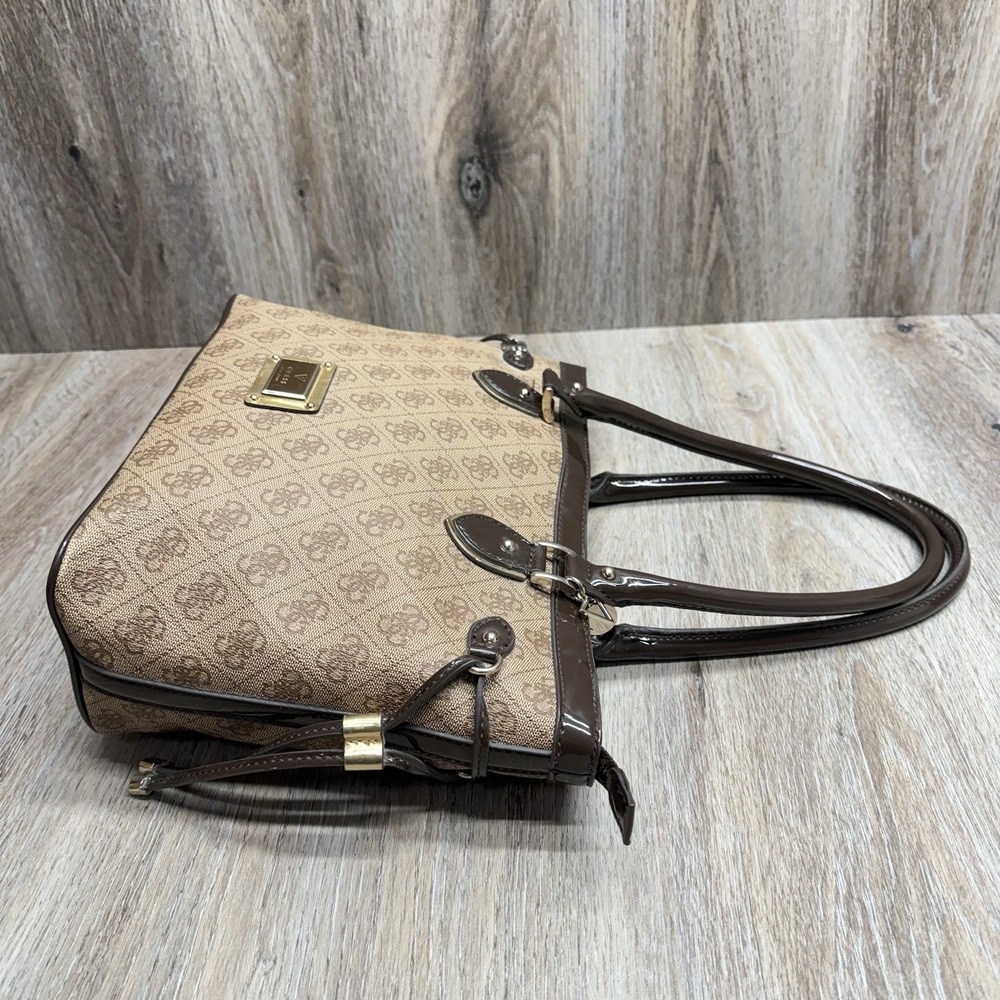 ☆ Guess Logo Print Satchel Handbag Purse + Wallet Brown Multicolor Please Read - Picture 8 of 16